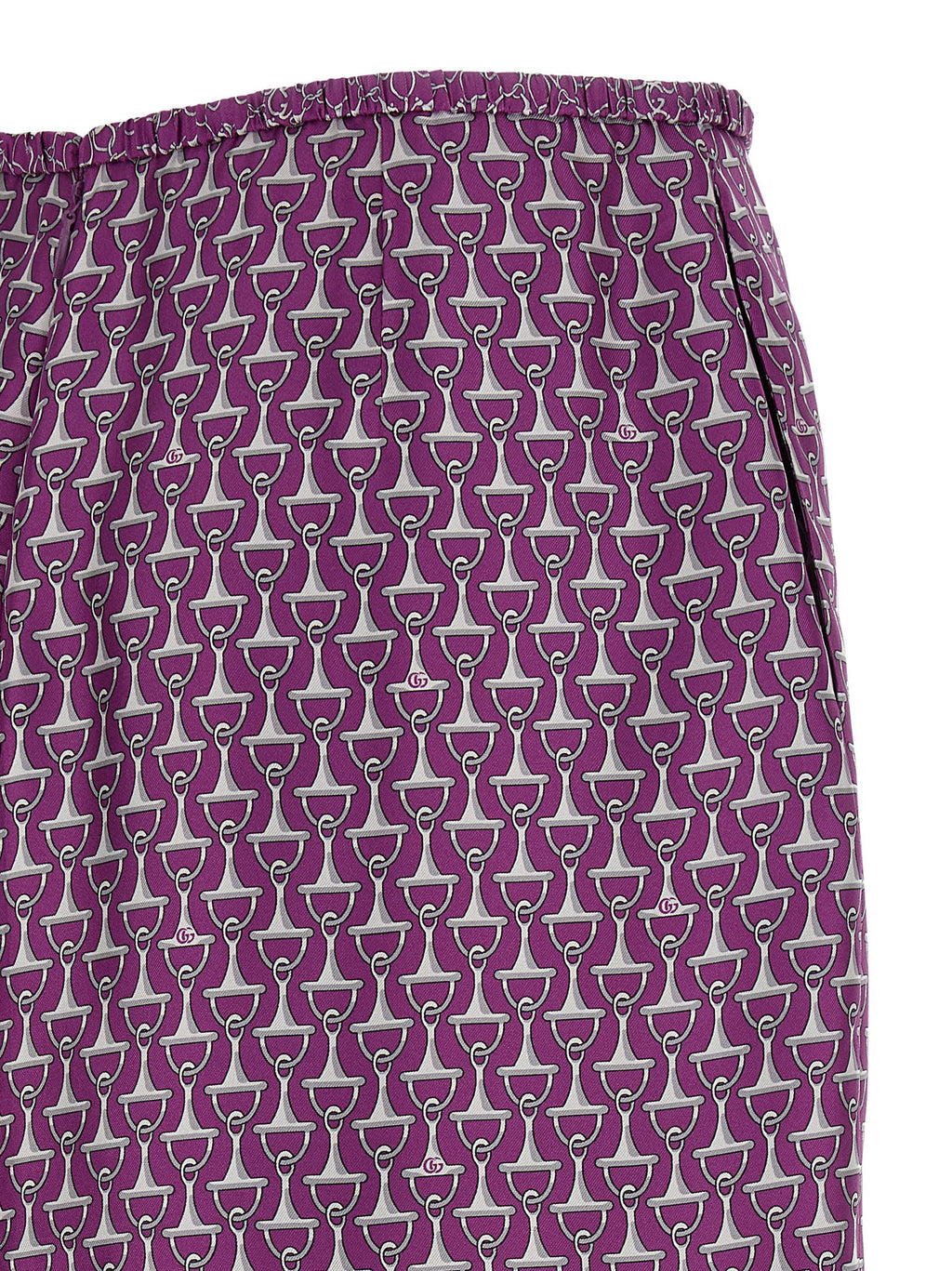 Jupe midi en soie violette de Gucci, vêtement élégant avec coupe fluide et design sophistiqué, vue de face.