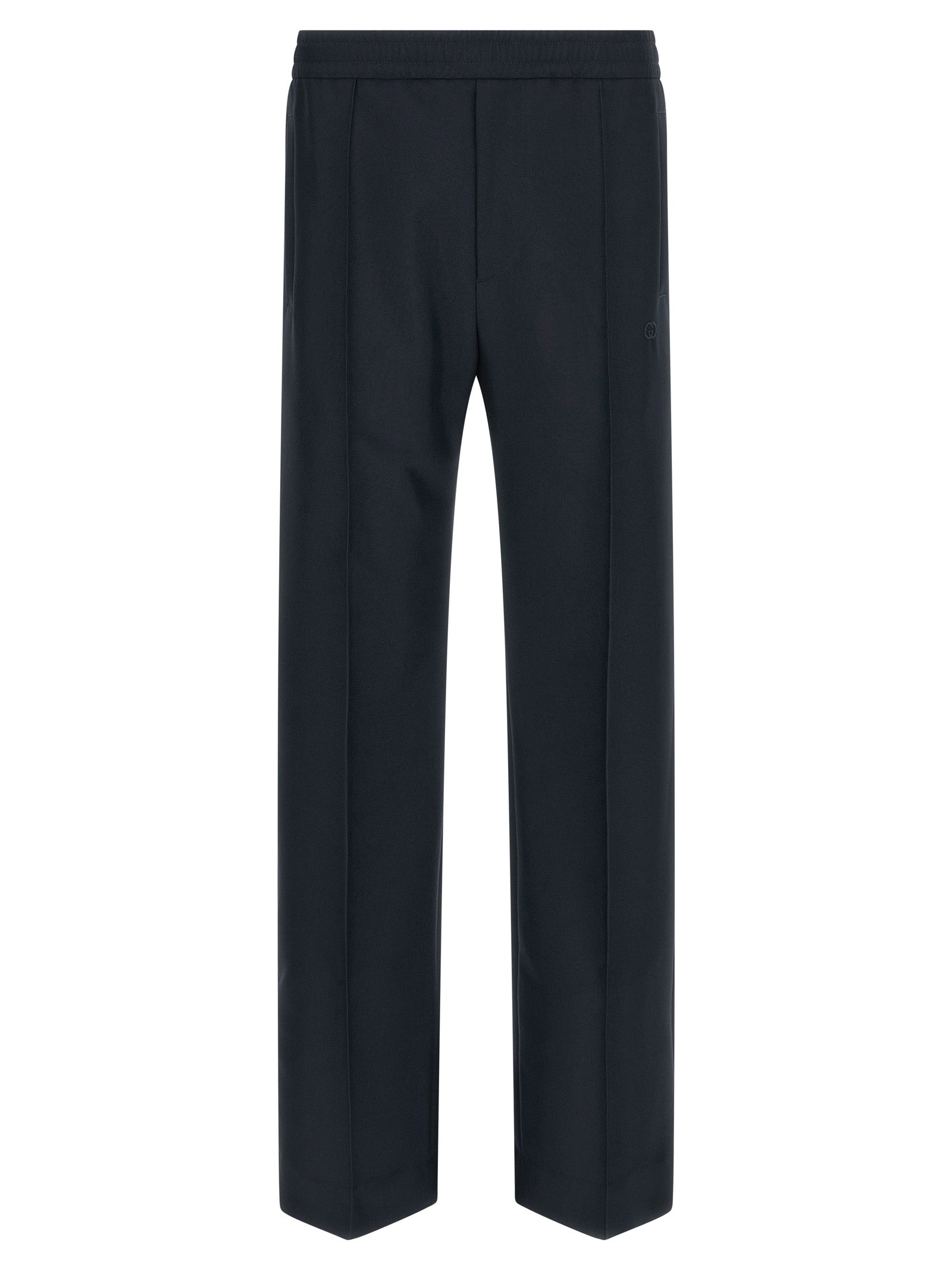 Pantalon casual bleu en polyester de Gucci, vue détaillée du tissu et de la coupe pour homme ou femme.