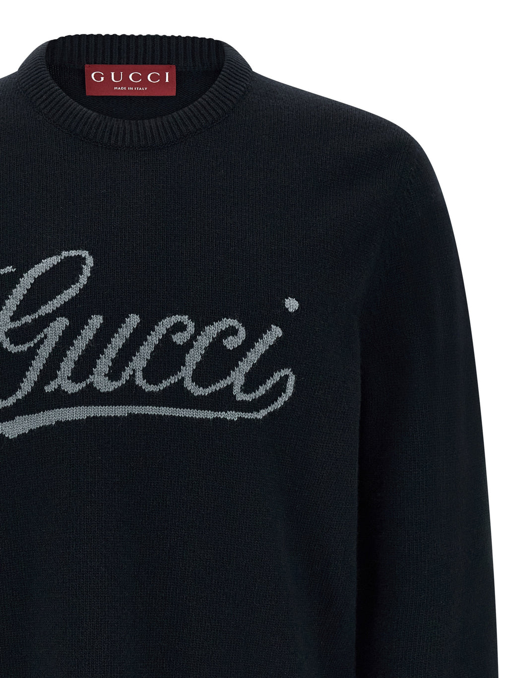 Cardigan en laine bleue Gucci, mode élégante pour homme ou femme, avec détails de qualité visible sur l'image.