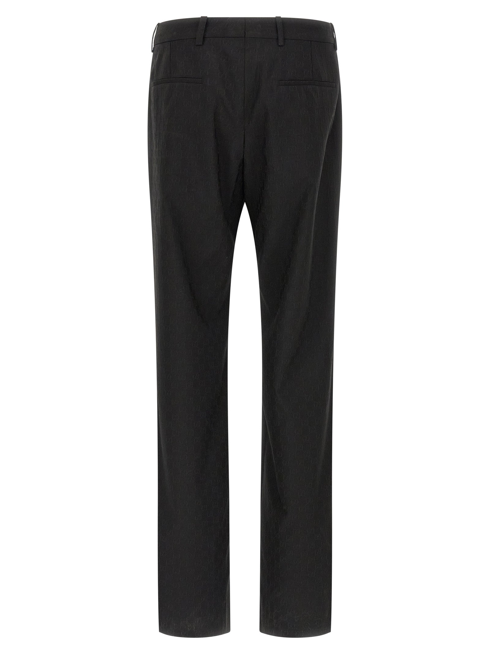 Pantalon noir en polyester de marque Gucci, pantalon élégant pour femme, avec coupe classique et finitions soignées.