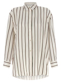 Chemise en soie blanche Gucci, élégante blouse pour femme avec détails sophistiqués, vue de face sur l'image.