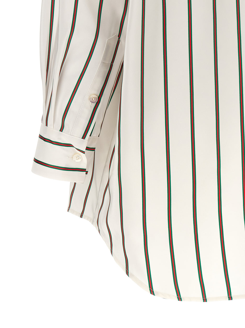 Chemise en soie blanche Gucci avec col classique et manches longues, élégante et sophistiquée pour un style raffiné.