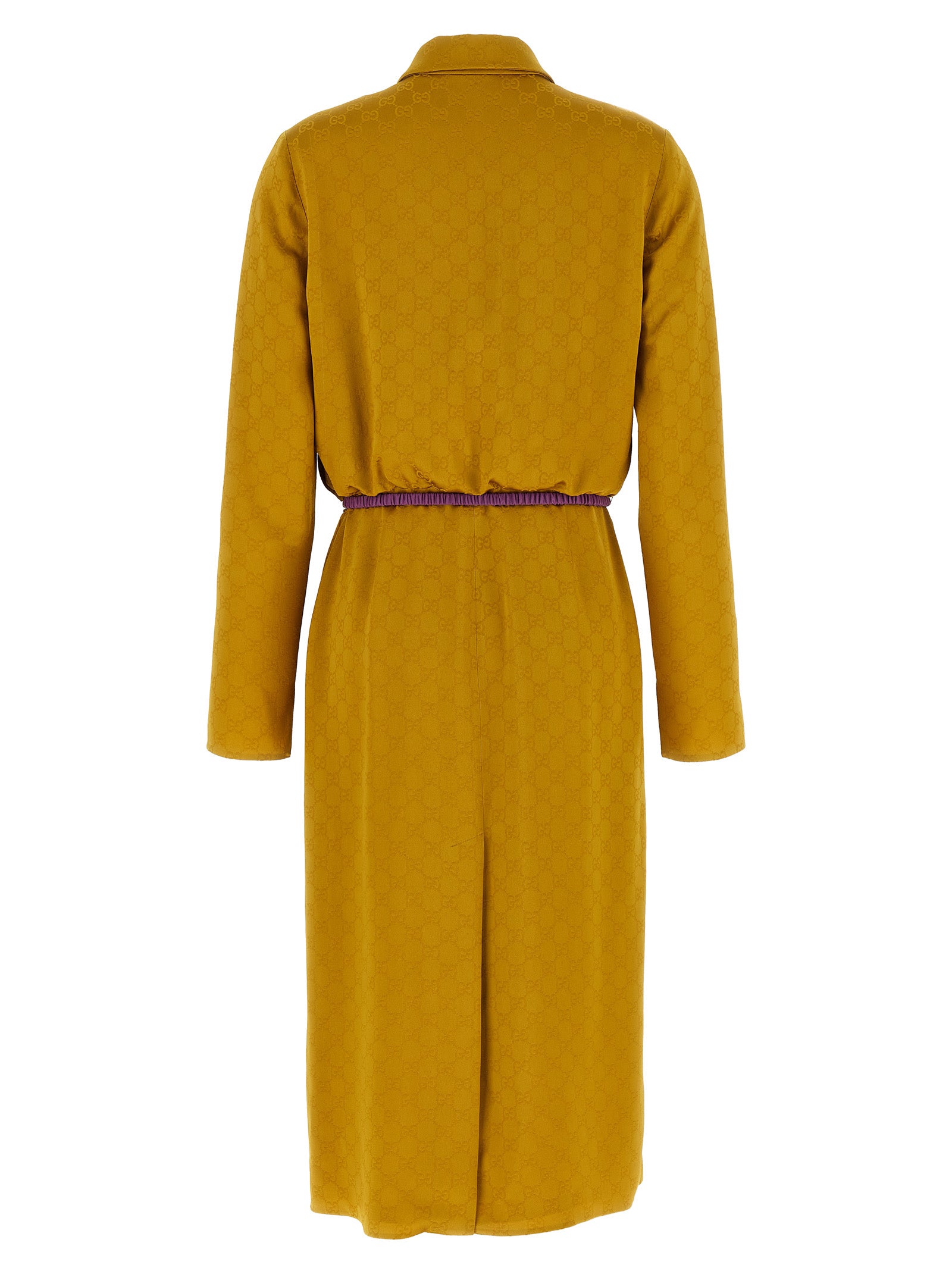 Robe midi bicolore en viscose Gucci avec décolleté en V et manches courtes, style élégant et moderne.