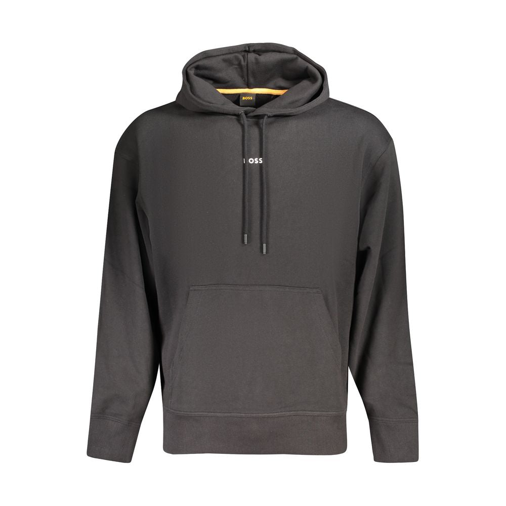 Sweat à capuche noir pour homme de la marque Hugo Boss en coton, avec logo discret sur la poitrine.