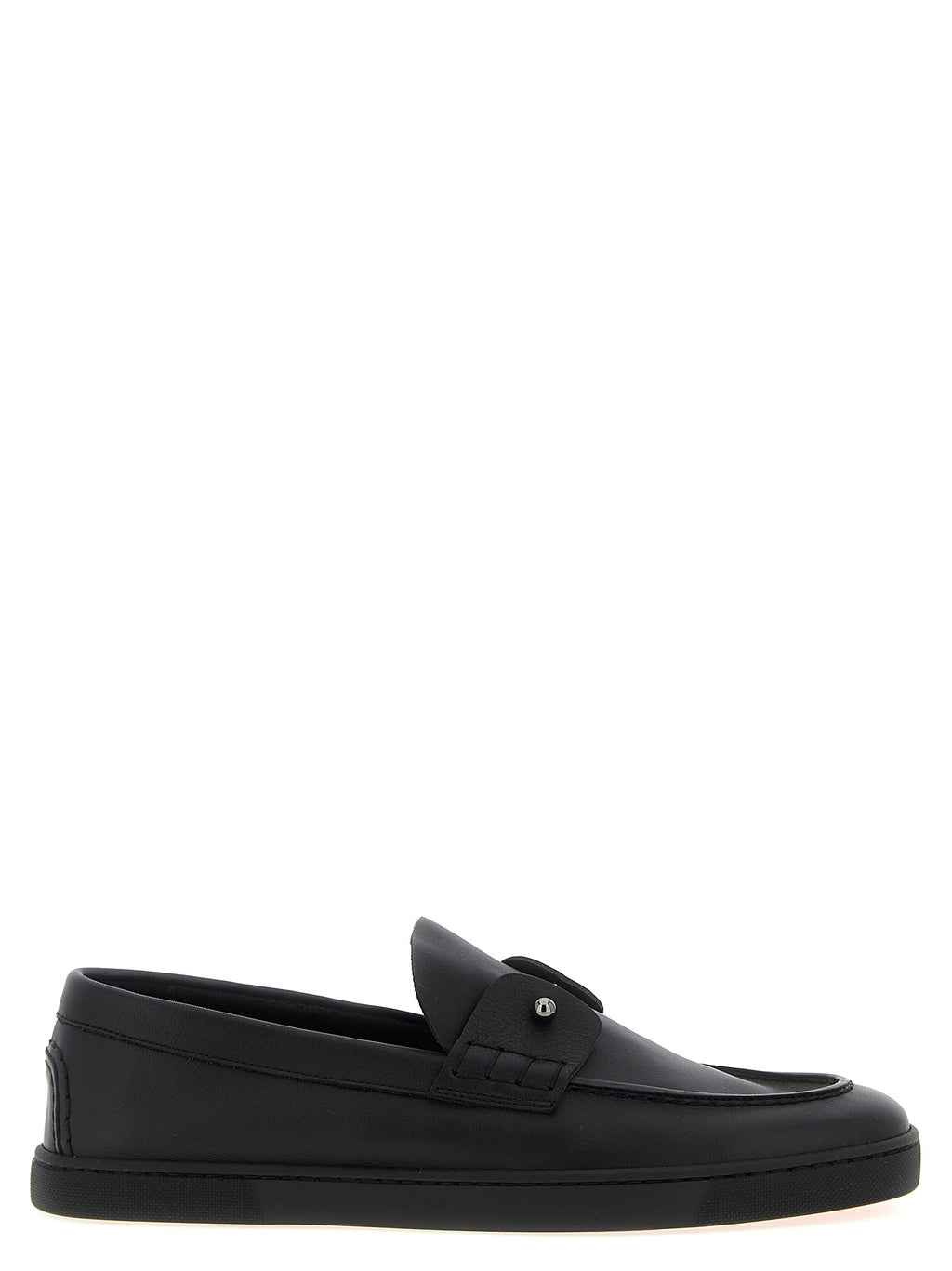 Chaussures Christian Louboutin mocassins en cuir de veau noir à enfiler, élégants et sophistiqués pour homme.