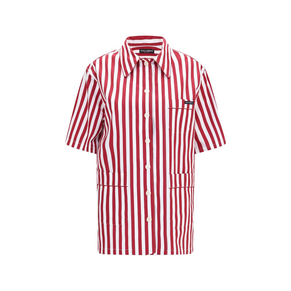 Chemise en coton multicolore Dolce & Gabbana avec motif coloré et design élégant, vue de face.
