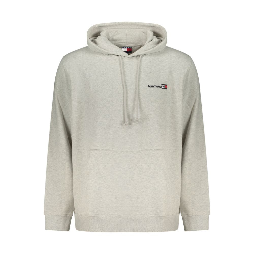 Sweatshirt gris en coton pour homme de Tommy Hilfiger, avec logo et col rond, porté en position décontractée.