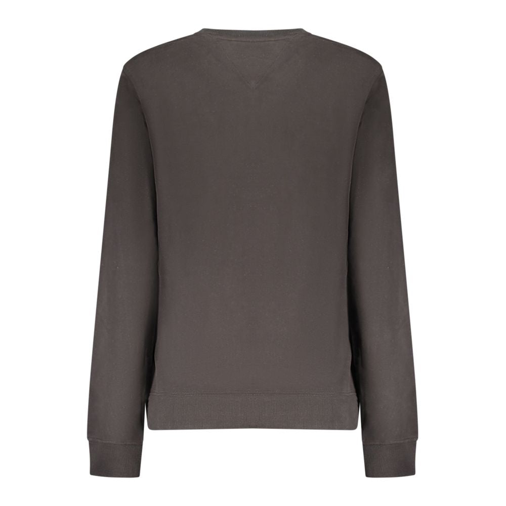 Sweat-shirt noir en coton pour femmes de Tommy Hilfiger, coupe décontractée et logo visible sur la poitrine.