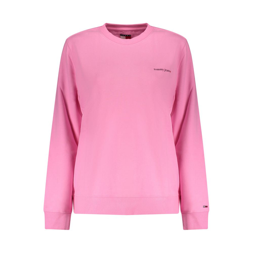 Sweat-shirt rose en coton pour femmes de Tommy Hilfiger, doux et confortable, avec logo discret sur la poitrine.