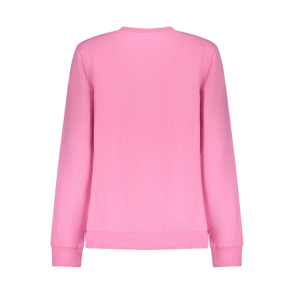 Sweatshirt en coton rose pour femmes de Tommy Hilfiger, ajustée et confortable, avec logo discret sur la poitrine.