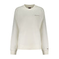 Sweatshirt pour femme Tommy Hilfiger en coton blanc, décontractée avec logo discret, portée sur un mannequin.