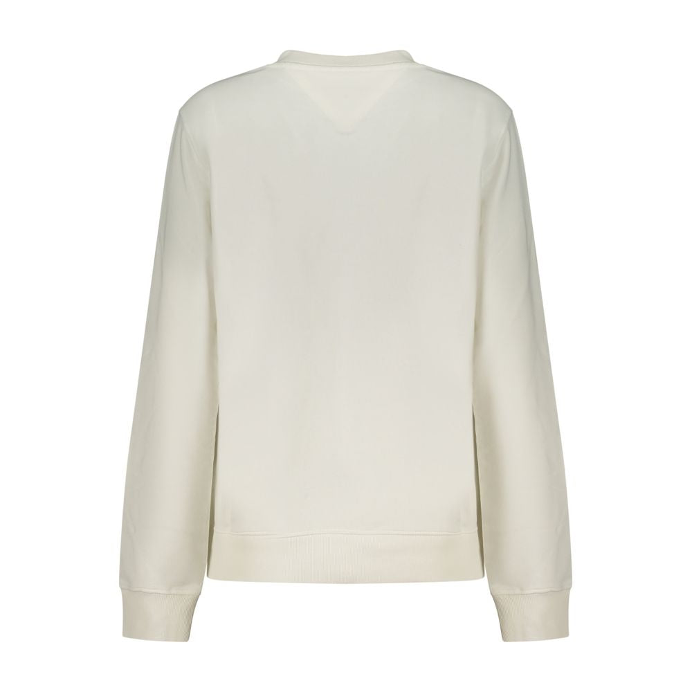 Sweatshirt blanche en coton pour femmes Tommy Hilfiger, style décontracté, col rond et logo discret sur la poitrine.