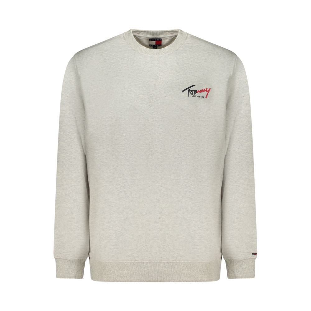 Sweat-shirt gris en coton pour homme de Tommy Hilfiger, col rond et logo discret sur la poitrine.
