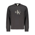 Sweat-shirt homme en coton noir de Calvin Klein, col rond et design simple, porté par un mannequin.