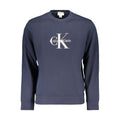 Sweatshirt homme en coton bleu de Calvin Klein, vêtement décontracté avec logo discret, porté sur un mannequin.