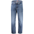 Jeans homme en coton bleu Tommy Hilfiger, coupe ajustée et fuselée, visible en détail sur l'image.