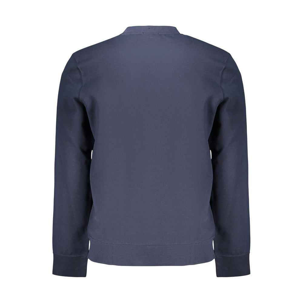 Sweatshirt homme en coton bleu de marque Calvin Klein, style décontracté avec logo discret sur la poitrine.