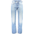 Jeans homme en coton Calvin Klein Azzurro, coupe classique, couleur bleue, avec ceinture et poches visibles.