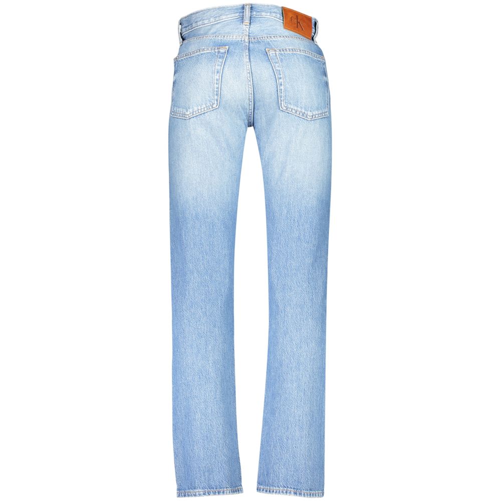 Jeans homme en coton Calvin Klein Azzurro, coupe classique avec poches avant et arrière, couleur bleue.