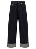 Jeans droits en coton bleu de la marque Kenzo, vue de face, avec une coupe classique et des détails simples.