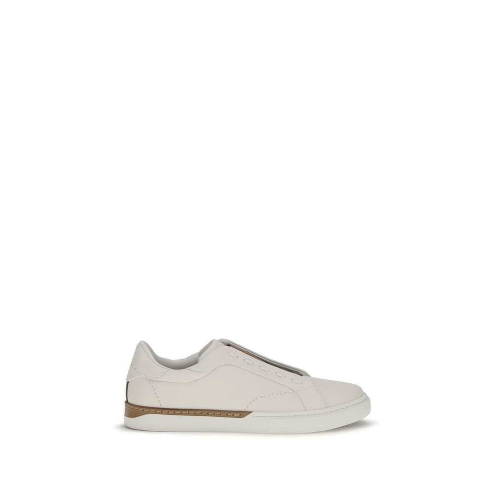 Chaussures Fendi Bos Taurus en cuir de veau blanc pour homme, baskets basses élégantes et confortables.
