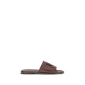 Sandales plates en cuir de veau marron Bos Taurus de Dolce & Gabbana, vues de face.