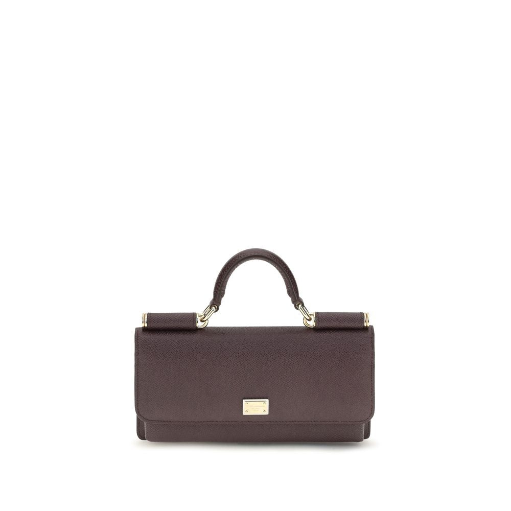 Sac à épaule Dolce & Gabbana Bos Taurus en cuir de veau marron, élégant et sophistiqué, avec détails raffinés.