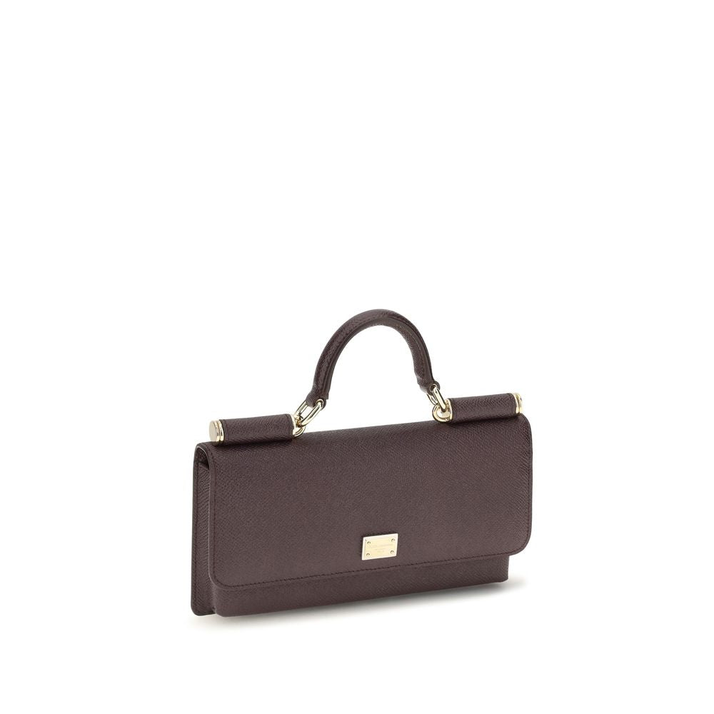 Sac à bandoulière Dolce & Gabbana en cuir de veau marron Bos Taurus, élégant et sophistiqué.
