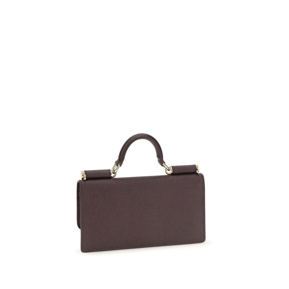 Sac à épaule Dolce & Gabbana Bos Taurus en cuir de veau marron, design élégant et sophistiqué.