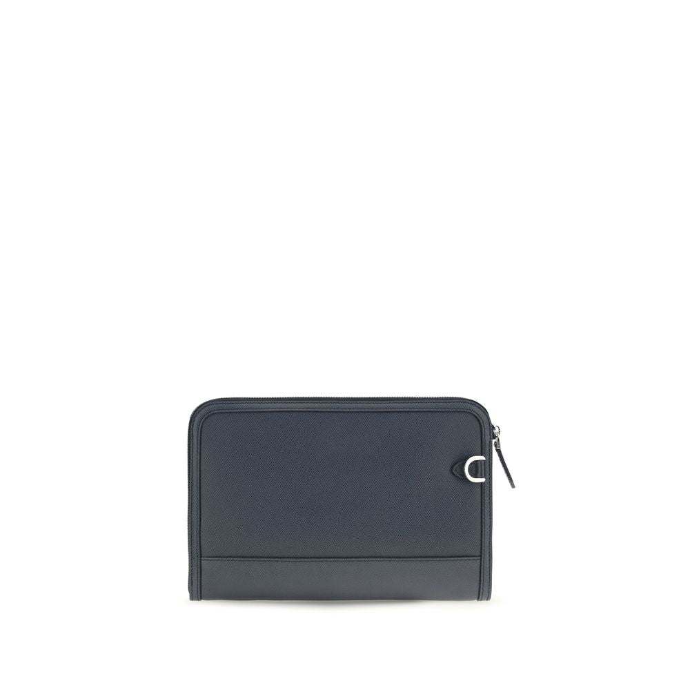 Sac pochette Bos Taurus en cuir de veau bleu Dolce & Gabbana, élégant et sophistiqué, avec détails raffinés.