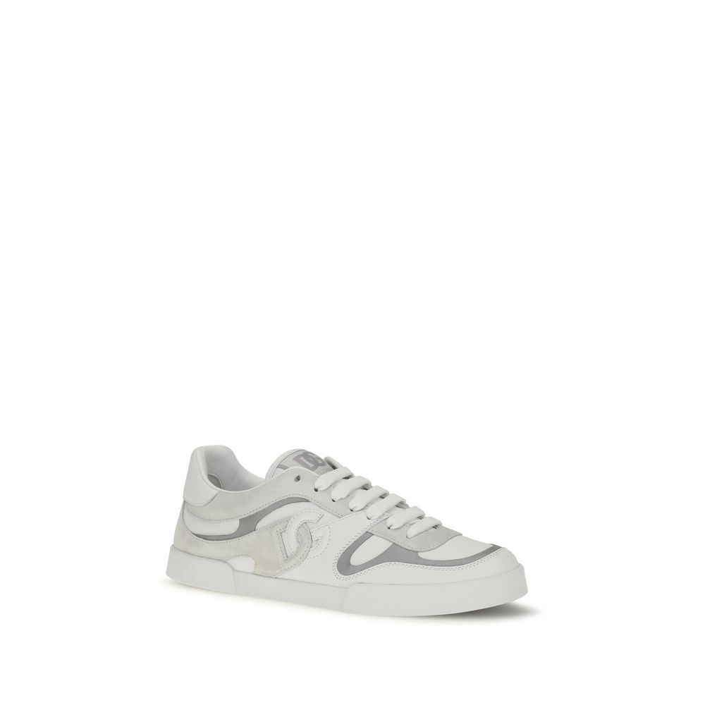 Chaussures basses Dolce & Gabbana Bos Taurus en cuir blanc pour homme, sneakers en cuir de veau élégants et confortables.