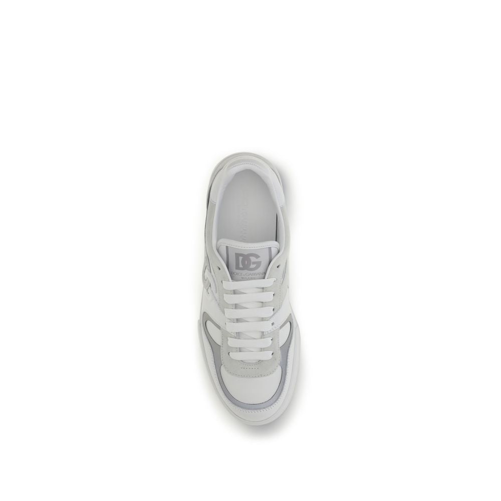 Sneakers basses en cuir de veau blanc de Dolce & Gabbana Bos Taurus, style décontracté et élégant.