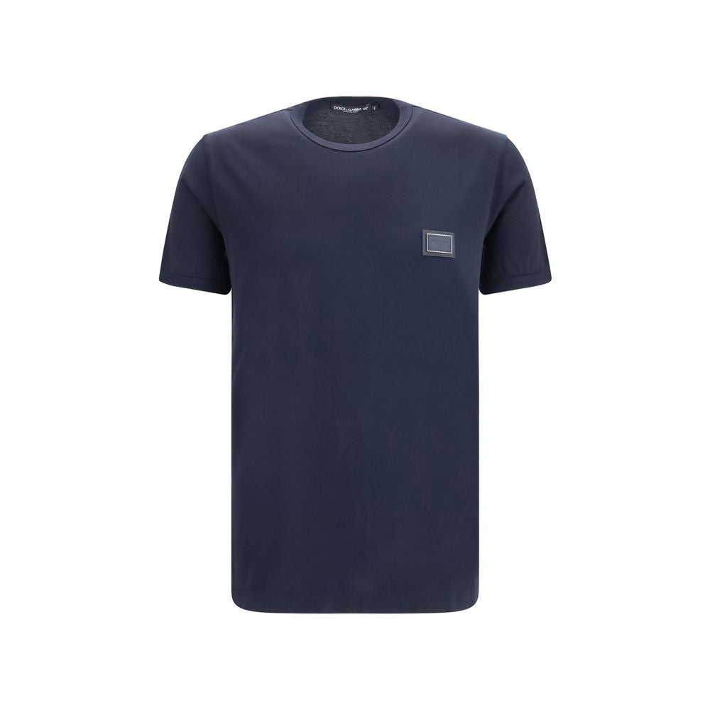 T-shirt noir en coton de Dolce & Gabbana avec logo blanc visible sur le devant.