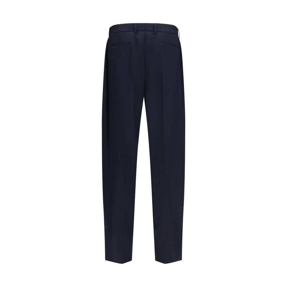 Pantalon en laine bleue Dolce & Gabbana Oves Aries, coupe élégante, vue de face sur fond neutre.