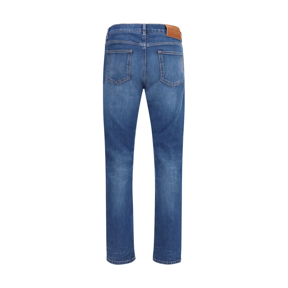 Jeans Slim Fit en coton bleu Dolce & Gabbana, coupe ajustée, détails classiques et couture élégante.