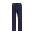 Jeans en denim bleu en coton de Dolce & Gabbana, coupe classique, visible avec détails de couture et ceinture en denim.