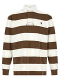 Chemise polo en coton marron de Polo Ralph Lauren, vue de face, détails du col et des boutons visible.