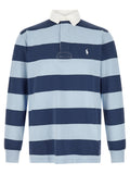 Chemise polo en coton bleu de Polo Ralph Lauren, vue de face, avec col classique et logo brodé sur la poitrine.