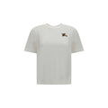 T-shirt blanc en coton de la marque Burberry, coupe classique avec logo discret sur la poitrine, vue de face.