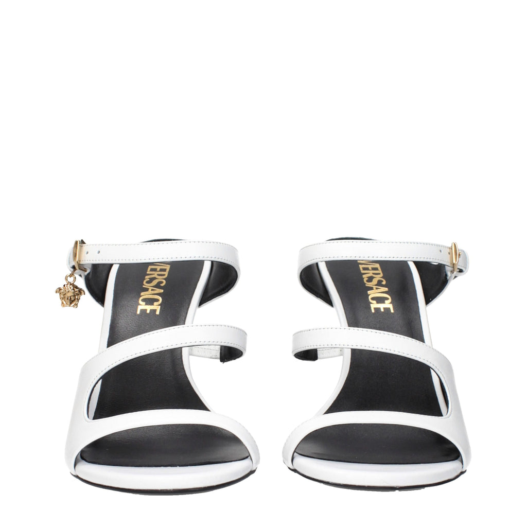 Versace White Leather Stiletto Heel Sandals