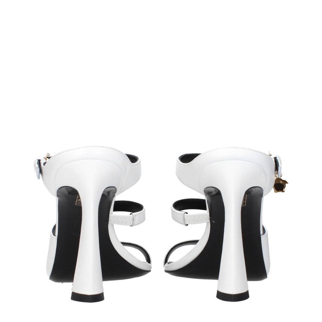 Versace White Leather Stiletto Heel Sandals