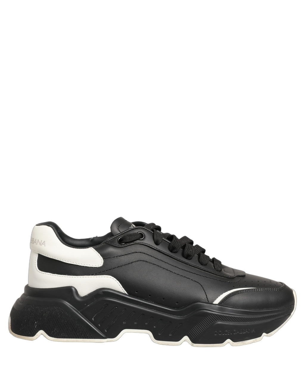 Chaussures basses Dolce & Gabbana Daymaster en noir et blanc, baskets décontractées pour homme, vue de côté.