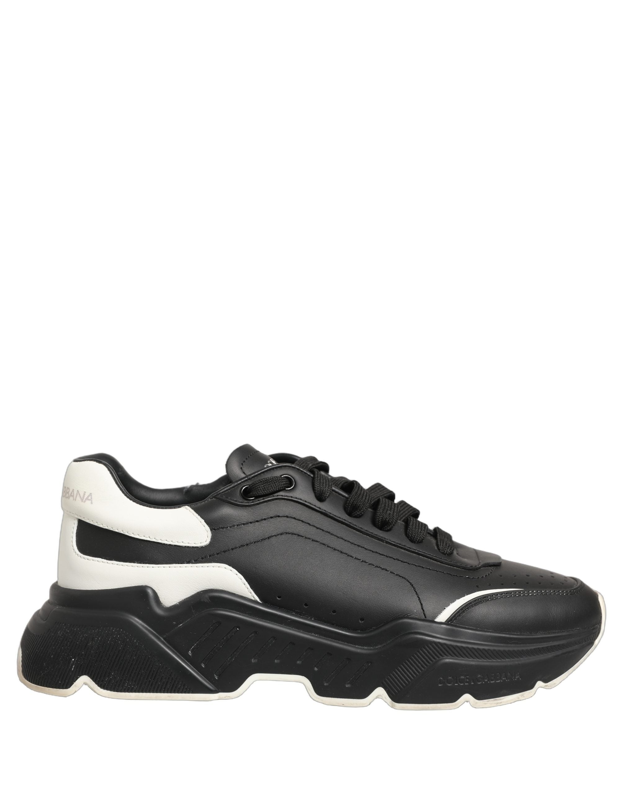 Chaussures basses Dolce & Gabbana Daymaster en noir et blanc, baskets décontractées pour homme, vue de côté.