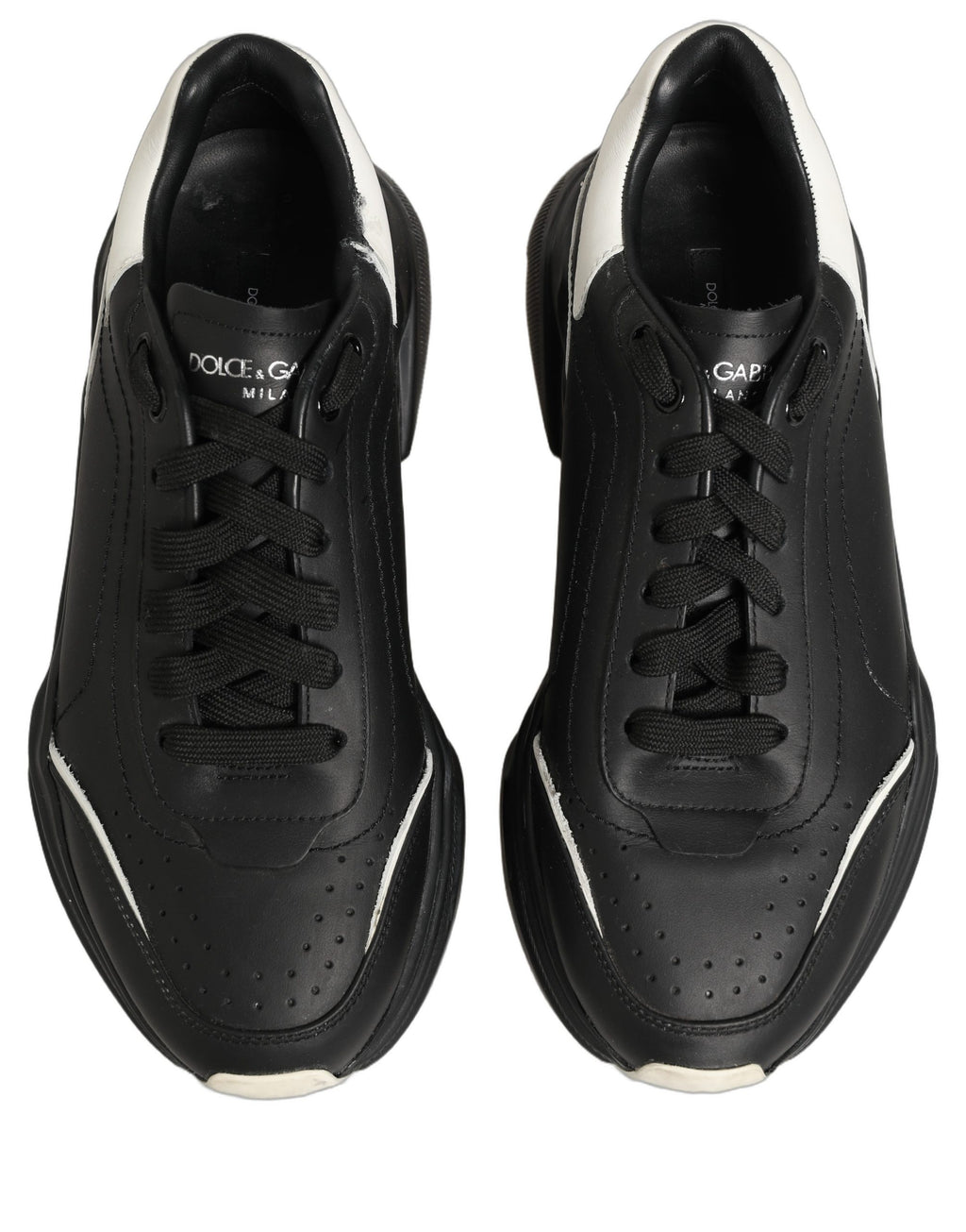 Chaussures basses Dolce & Gabbana Daymaster noires et blanches, sneakers pour homme avec design élégant.