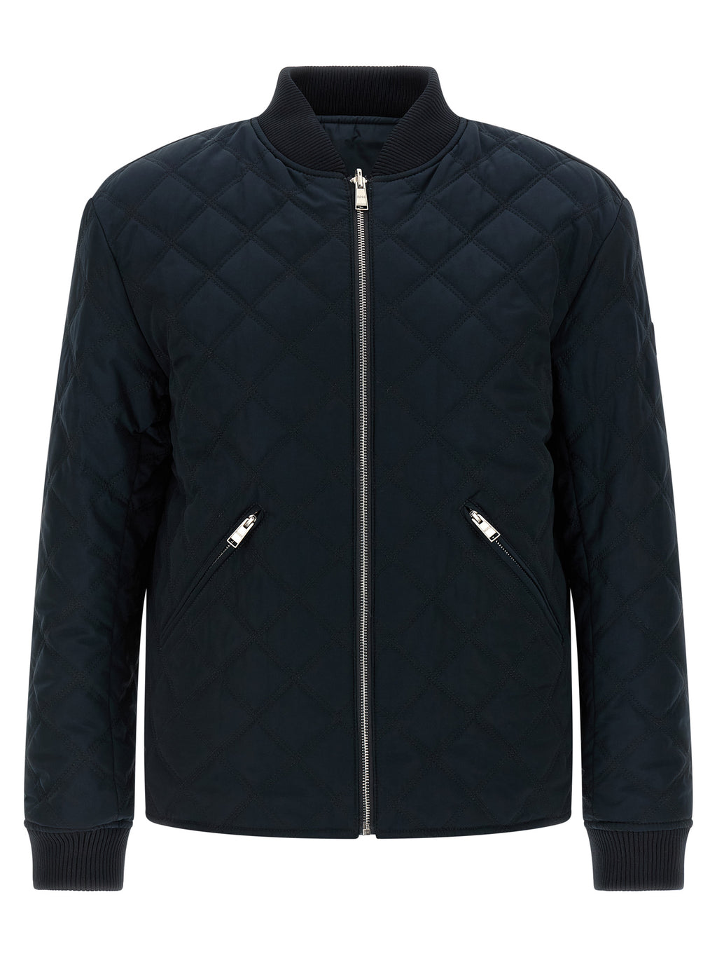Veste bomber en polyester bleu de Hugo Boss, image montrant le design élégant et la coupe moderne du produit.