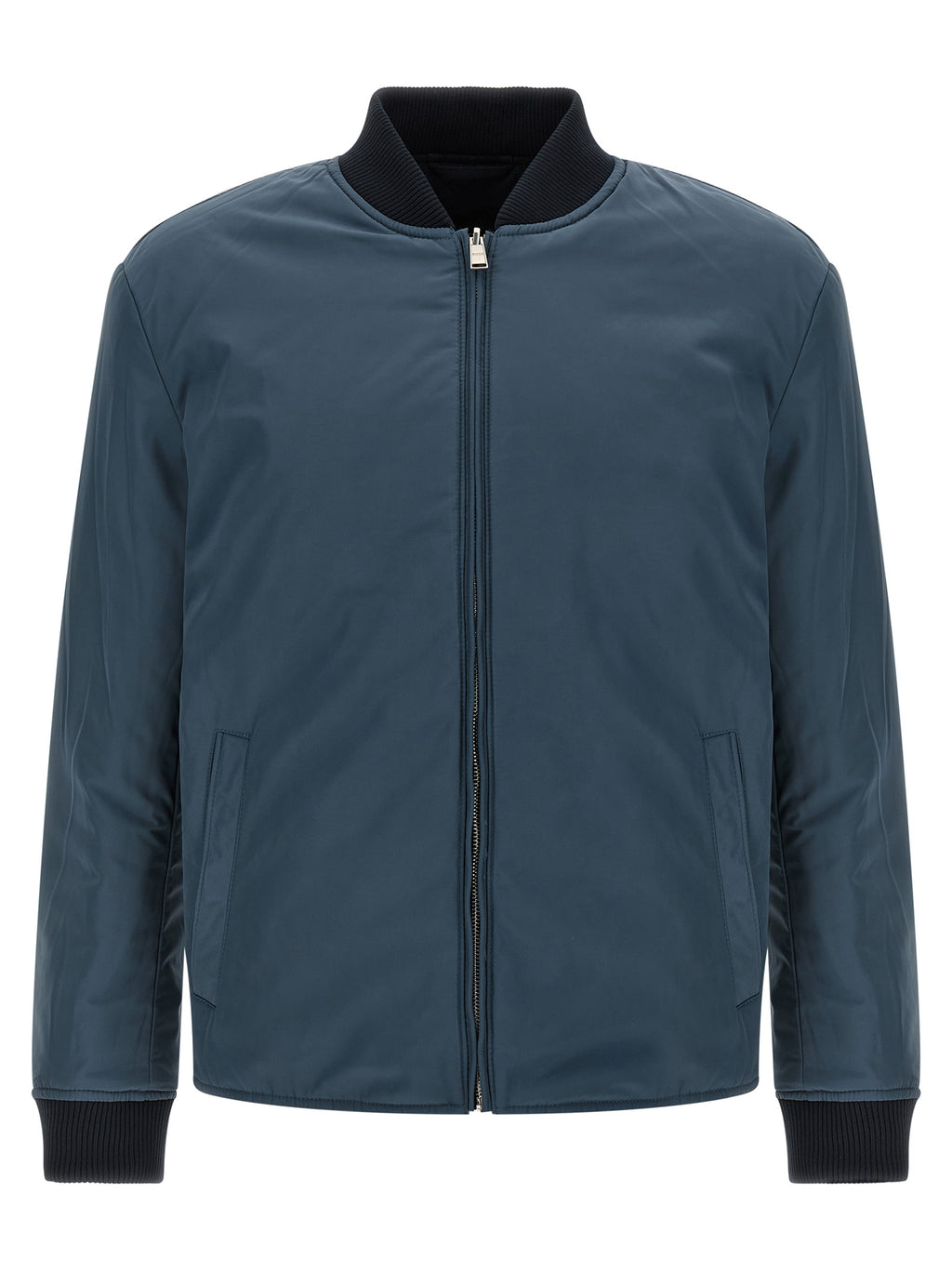 Veste bomber en polyester bleu de la marque Hugo Boss, fermeture éclair, style moderne, adaptée pour homme.