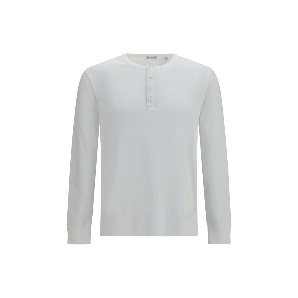 T-shirt blanc à manches longues en coton de la marque Burberry, vue de face.