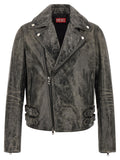 Veste en cuir de vache grise de marque Diesel, coupe classique avec détails en cuir véritable.