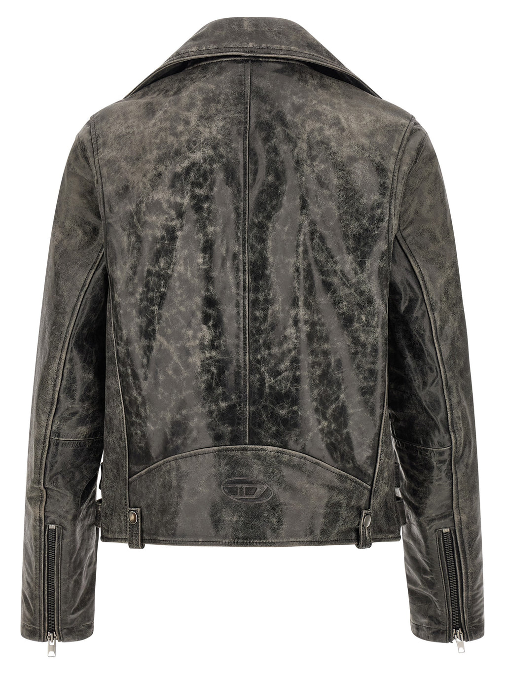Veste en cuir de vache gris Diesel, style moderne, avec détails de couture visibles, adaptée pour un look tendance et décontracté.