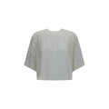 T-shirt blanc en coton de la marque Burberry, illustration simple visible sur le devant.